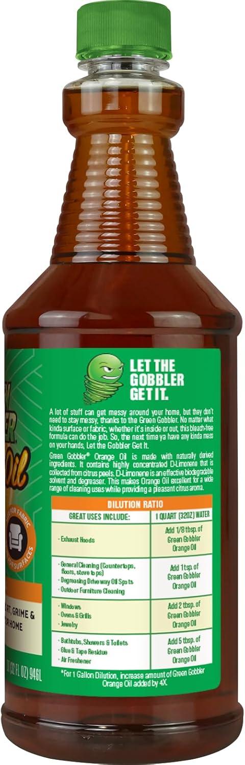 imageGreen Gobbler AllNatural Cold Pressed Concentrated Orange Oil for Home and Outdoor MultiPurpose Cleaning Hundreds of Uses 32 oz