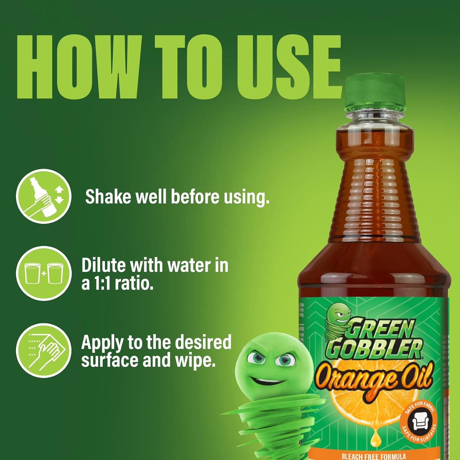 imageGreen Gobbler Cold Pressed Concentrated Orange Oil for Home and Outdoor MultiPurpose Cleaning Hundreds of Uses 32 oz With Spray Bottle Included