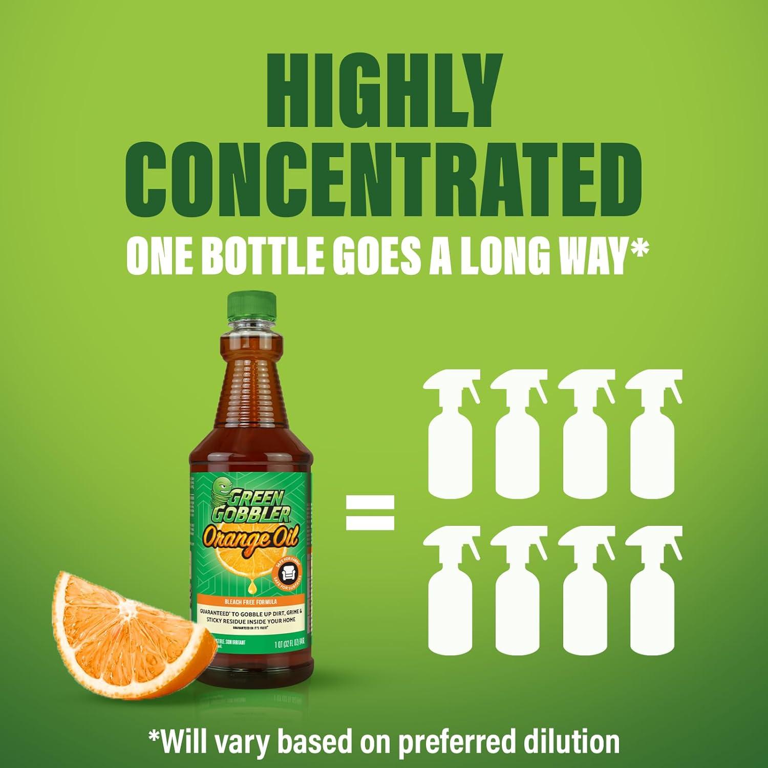 imageGreen Gobbler Cold Pressed Concentrated Orange Oil for Home and Outdoor MultiPurpose Cleaning Hundreds of Uses 32 oz With Spray Bottle Included