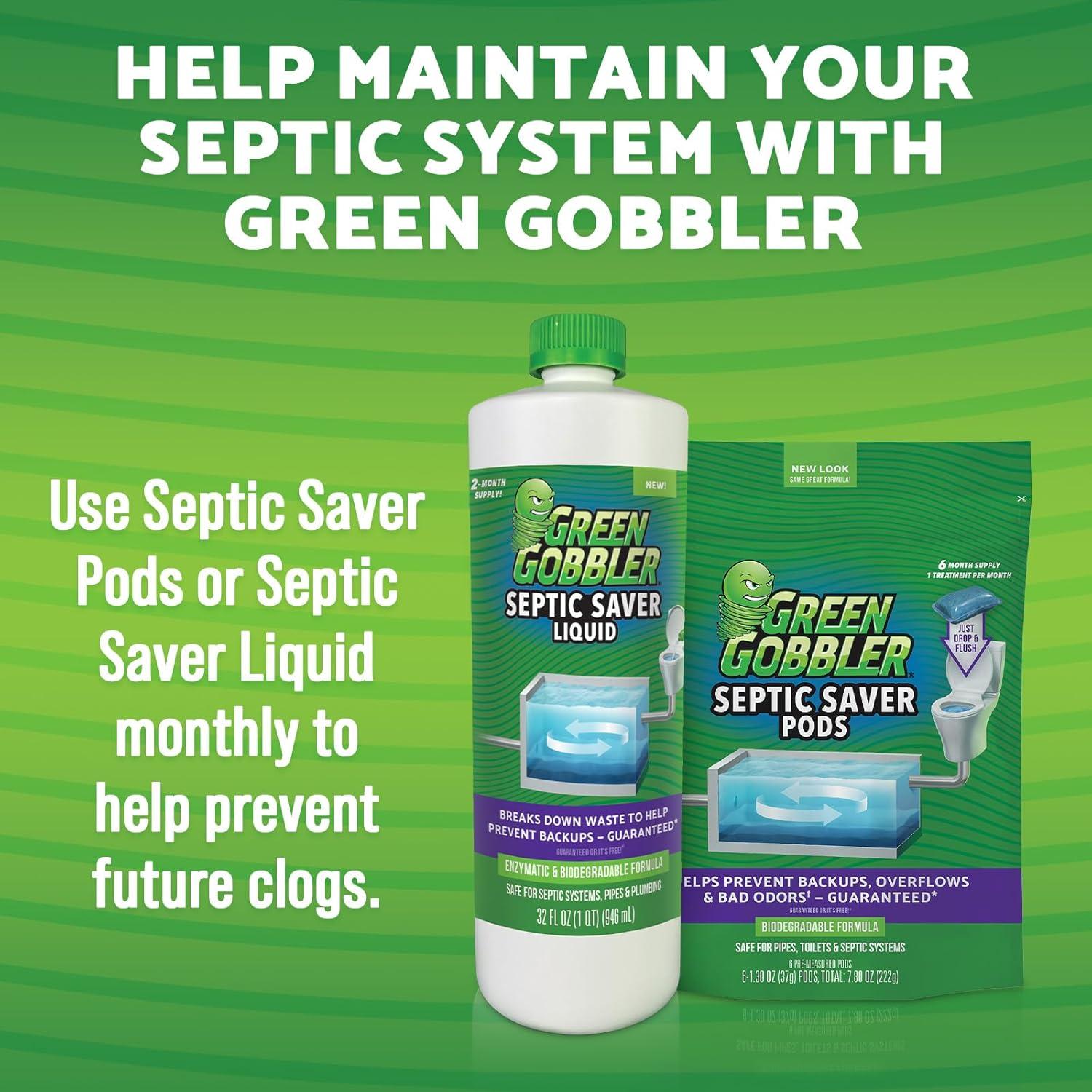 imageGreen Gobbler EMERGENCY Septic Sludge Remover  Septic Tank Clog Remover Treatment for Clogs BackUps ampamp Foul Odors and Overflow Prevention  1 Gallon1 Gallon