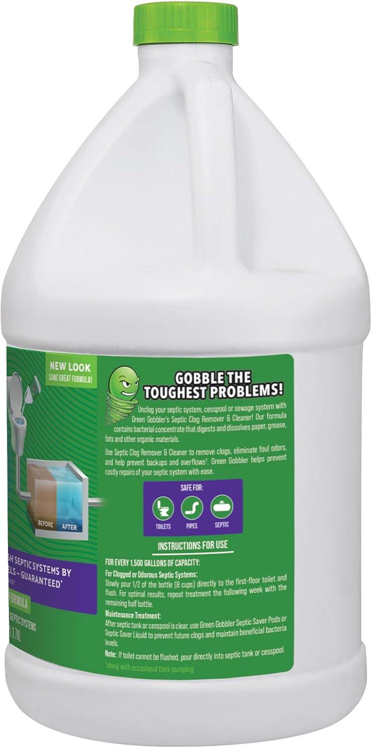 imageGreen Gobbler EMERGENCY Septic Sludge Remover  Septic Tank Clog Remover Treatment for Clogs BackUps ampamp Foul Odors and Overflow Prevention  1 Gallon1 Gallon