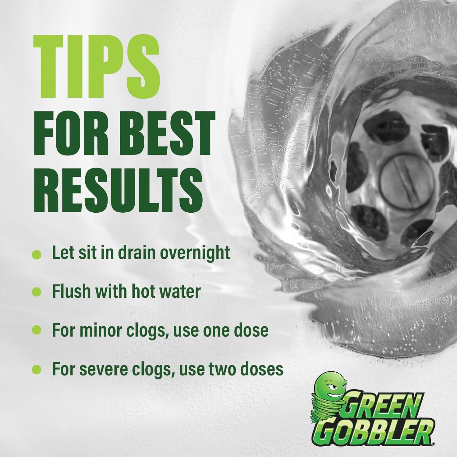 imageGreen Gobbler Liquid Hair Drain Clog Remover ampamp Cleaner For Toilets Sinks Tubs  Septic Safe 2 Pack2 Pack