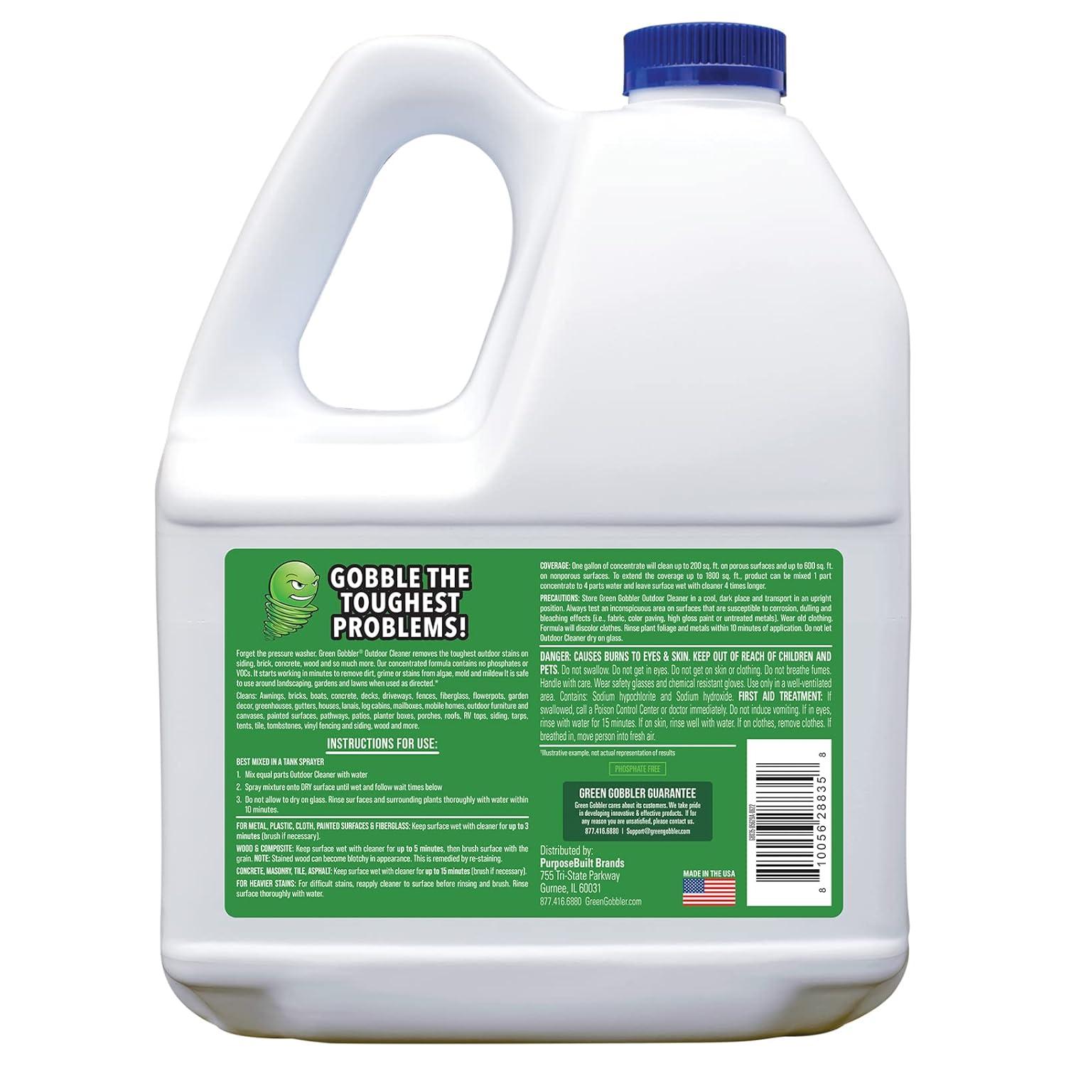 imageGreen Gobbler Outdoor Cleaner Concentrate  Mold ampamp Mildew Stain Remover  Safe for Siding Brick Concrete Wood ampamp More  PhosphateFree Low Salt Formula Safe Near Plants 1 Gallon  2 Pack