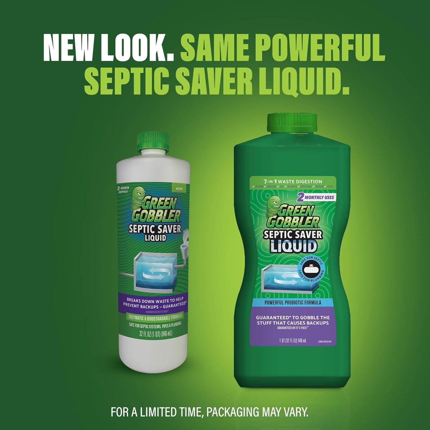 imageGreen Gobbler Septic Tank Treatment Liquid  Natural Enzymatic ampamp Biodegradable Formula  Safe for Septic Systems Pipes ampamp Plumbing  2 Month Supply