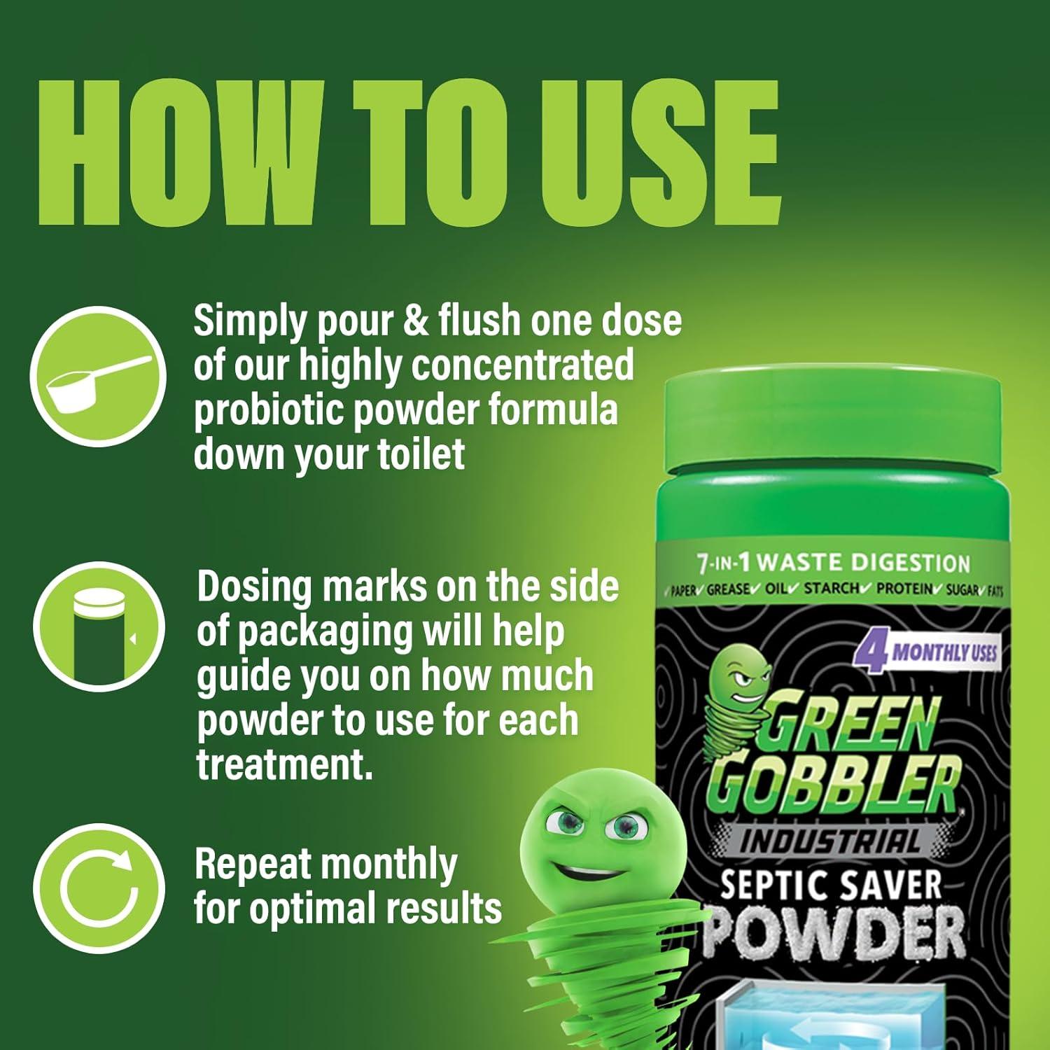 imageGreen Gobbler Septic Tank Treatment Powder  7 in 1 Waste Digestion  4 Month Supply