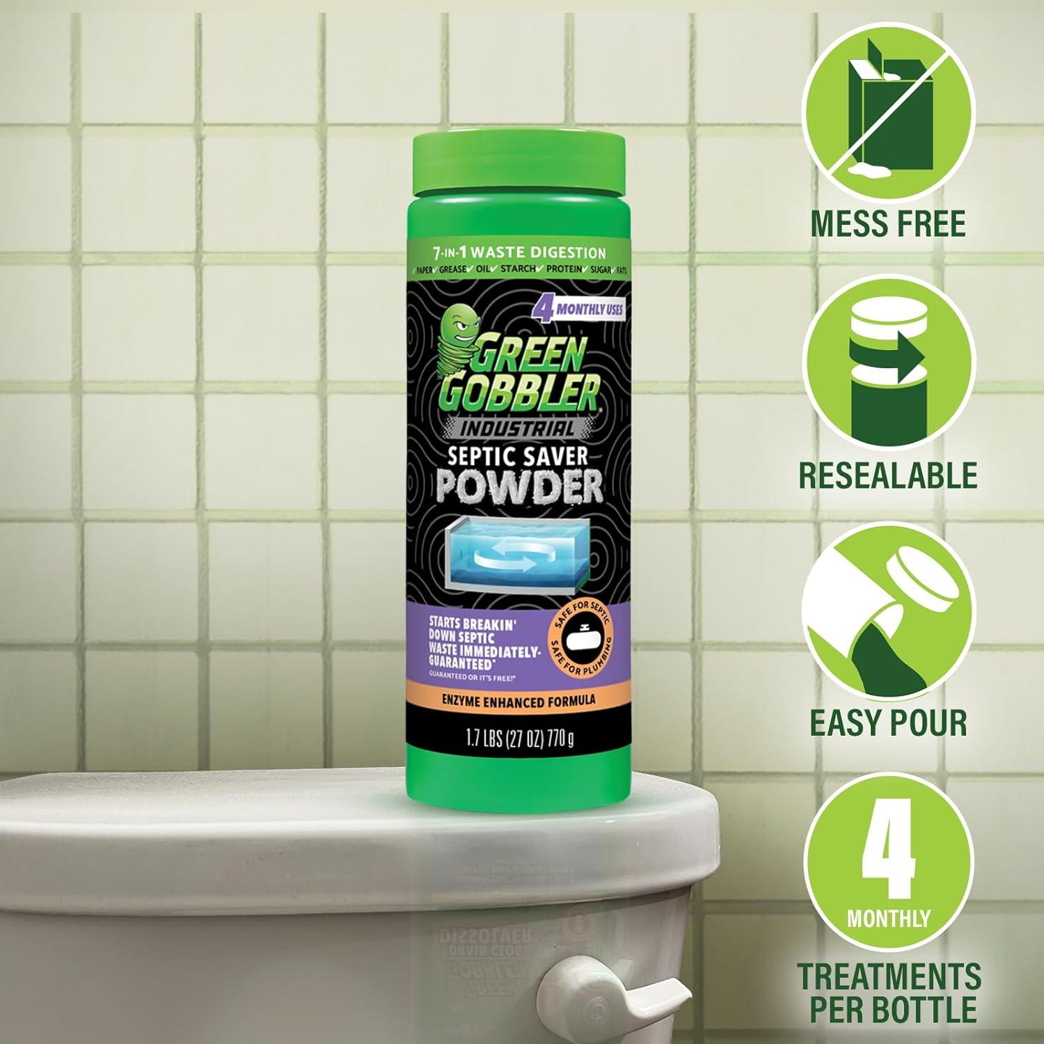 imageGreen Gobbler Septic Tank Treatment Powder  7 in 1 Waste Digestion  4 Month Supply