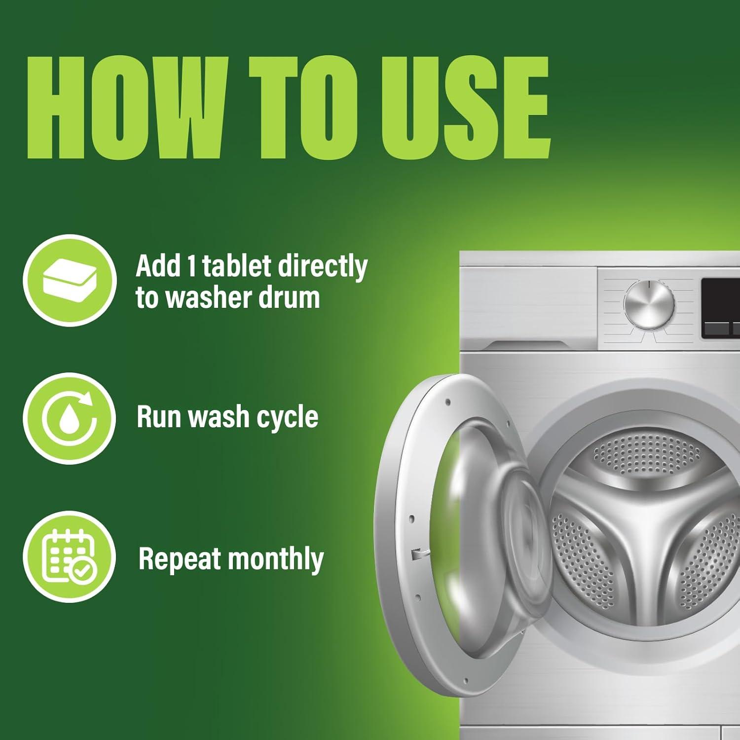 imageGreen Gobbler Washing Machine Cleaner Tablets with Pipe Clean Technology Deodorizer  Front ampamp Top Load Washer  28 Count