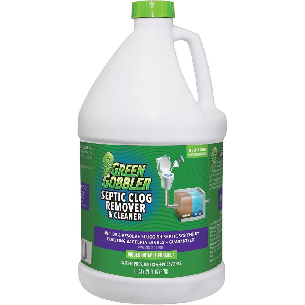 imageGreen Gobbler EMERGENCY Septic Sludge Remover  Septic Tank Clog Remover Treatment for Clogs BackUps ampamp Foul Odors and Overflow Prevention  1 Gallon1 Gallon