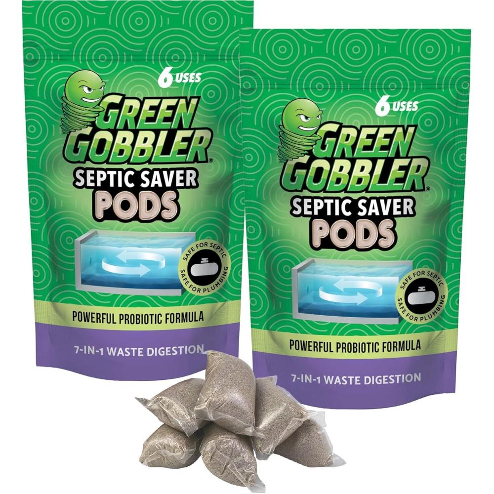 imageGreen Gobbler Septic Tank Enzyme Treatment Packets 6 Month Supply  Powerful ampamp Natural Bacteria to Prevent Costly Septic Issues BackUps12 Count Pack of 1