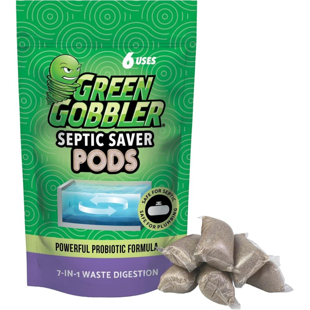 imageGreen Gobbler Septic Tank Enzyme Treatment Packets 6 Month Supply  Powerful ampamp Natural Bacteria to Prevent Costly Septic Issues BackUps6 Pods