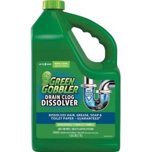 imageGreen Gobbler Drain Clog Remover  Toilet Clog Remover  Dissolve Hair ampamp Organic Materials from Clogged Toilets Sinks and Drains  Drain Cleaner and Opener 128 oz128 Fl Oz Pack of 1