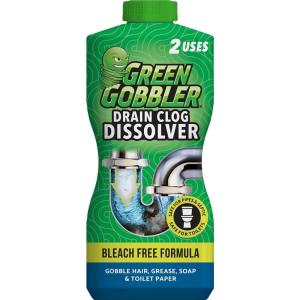 imageGreen Gobbler Drain Clog Remover  Toilet Clog Remover  Dissolve Hair ampamp Organic Materials from Clogged Toilets Sinks and Drains  Drain Cleaner and Opener 128 oz155 Fl Oz Pack of 2