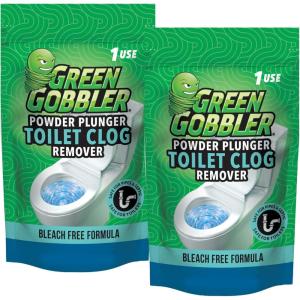 imageGreen Gobbler POWDER PLUNGER Toilet Bowl Clog Remover  2 Pack Net WT 165 oz
