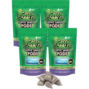 imageGreen Gobbler Septic Tank Enzyme Treatment Packets 6 Month Supply  Powerful ampamp Natural Bacteria to Prevent Costly Septic Issues BackUps213 Ounce Pack of 4