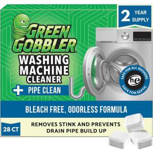 imageGreen Gobbler Washing Machine Cleaner Tablets with Pipe Clean Technology Deodorizer  Front ampamp Top Load Washer  28 Count