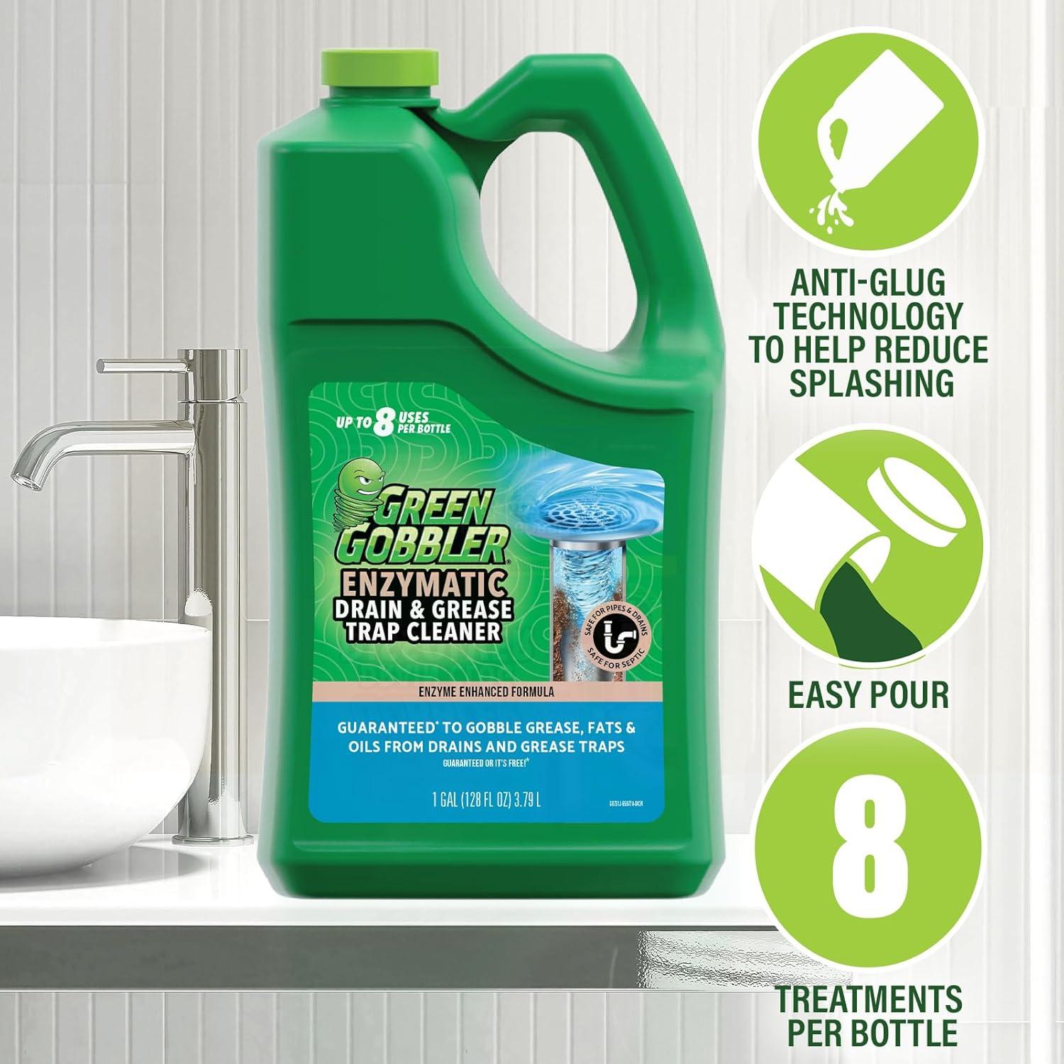 imageGreen Gobbler Enzyme Drain Cleaner  Controls Foul Odors ampamp Breaks Down Grease Paper Fat ampamp Oil in Sewer Lines Septic Tanks ampamp Grease Traps  1 Gallon1 Gallon
