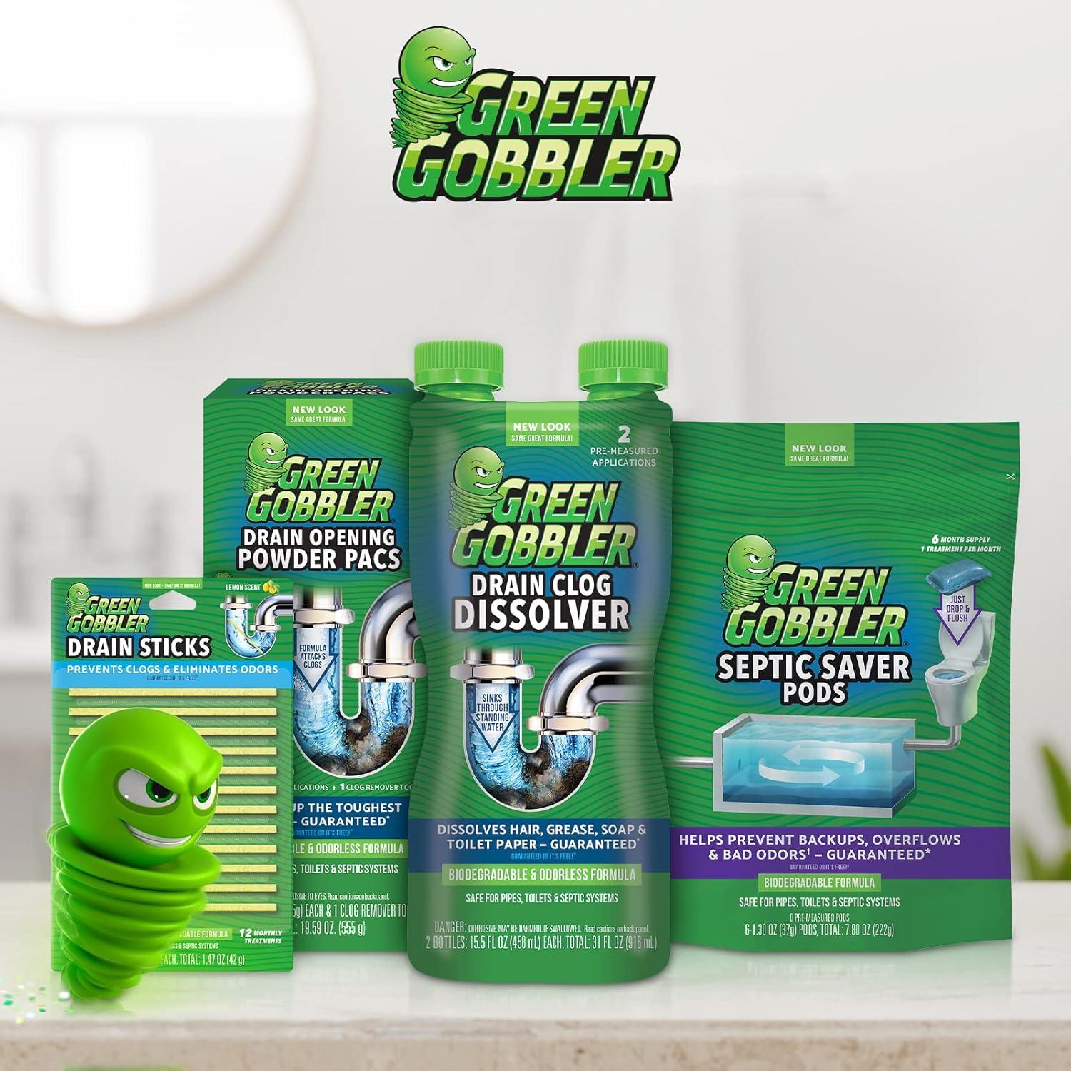 imageGreen Gobbler Hair Grabber Drain Snake  5 Pack Great for Sink ampamp Shower Clogs