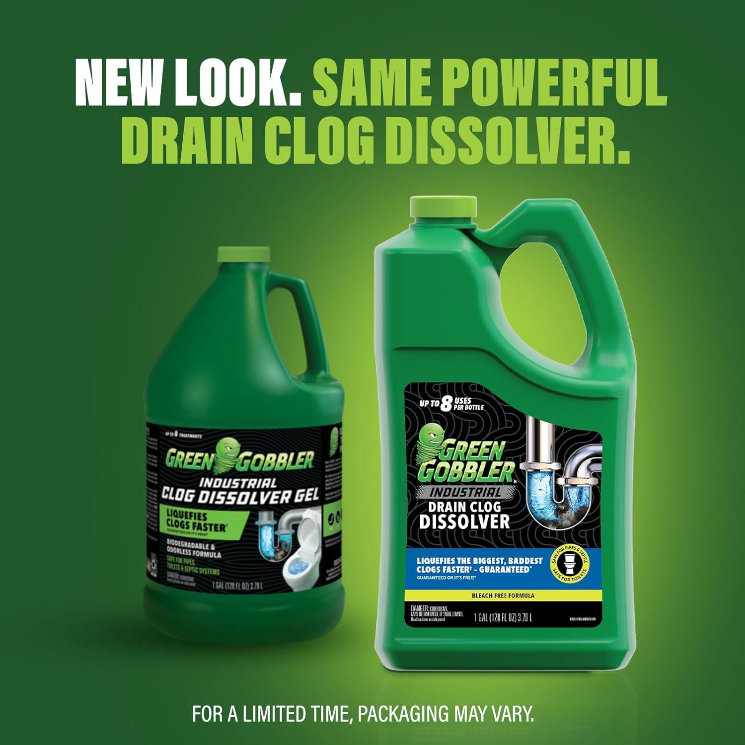 imageGreen Gobbler Industrial Strength Grease and Hair Drain Clog Remover  Drain Cleaner Gel  Safe for Pipes Toilets Sinks Tubs Drains ampamp Septic Systems  1 Gallon