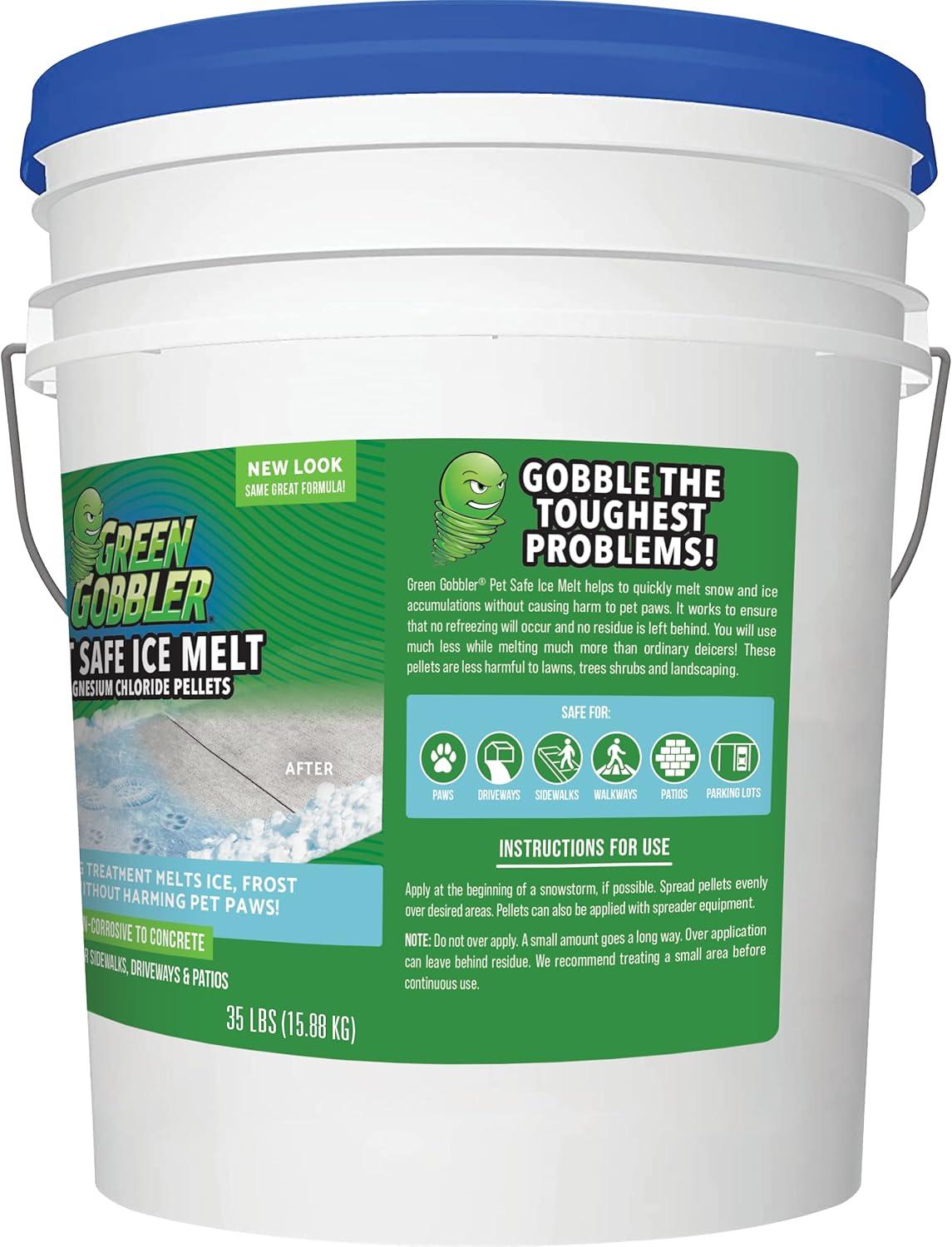 imageGreen Gobbler Pet Safe Ice Melt Effective to 15 Fahrenheit  15lb Pail  Fast Acting Treatment  Magnesium Chloride Ice Melt Pellets  No Concrete Damage