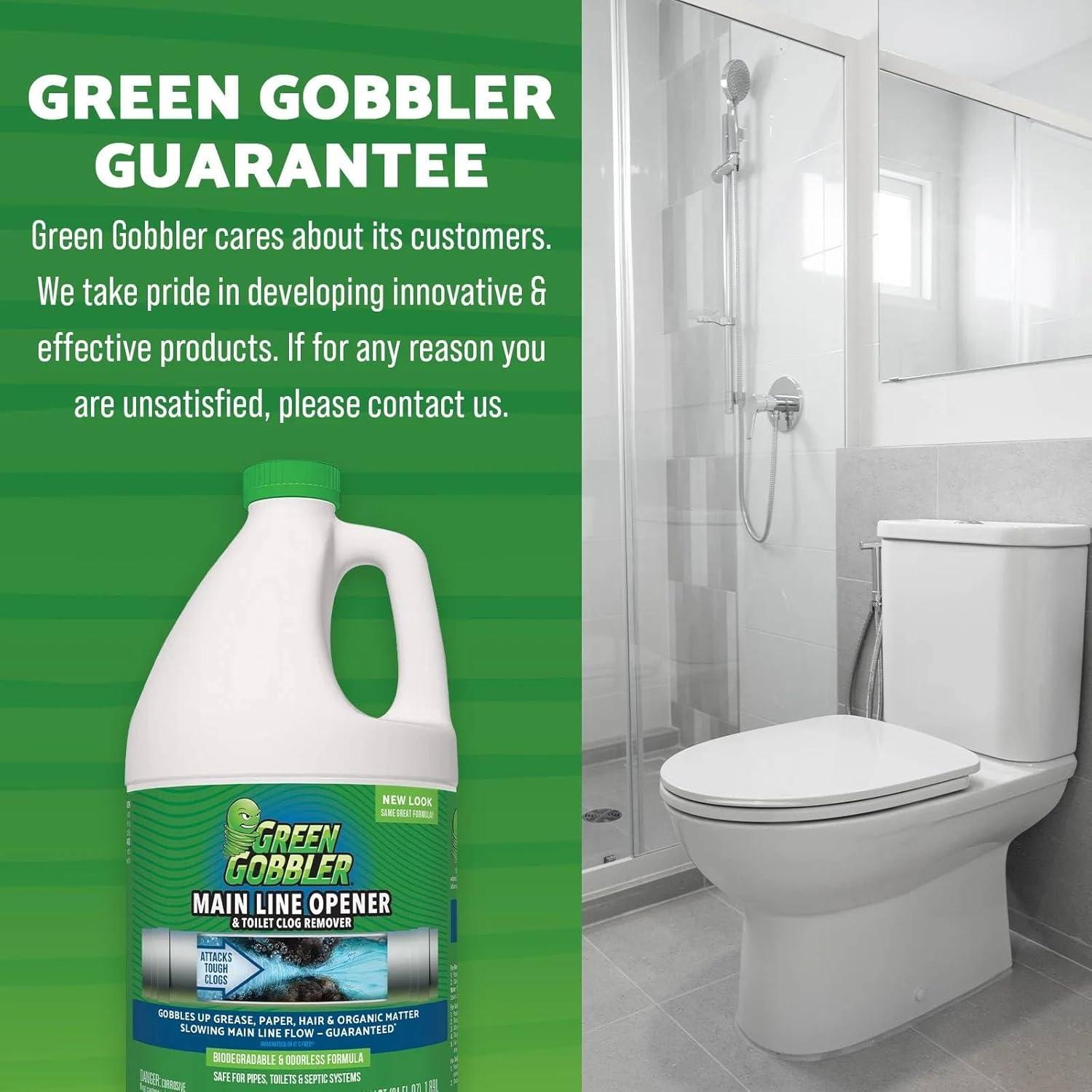 imageGreen Gobbler Ultimate Main Drain Opener  Drain cleaner Hair Clog Remover  Works On Main Lines Sinks Tubs Toilets Showers Kitchen Sinks  64 fl oz64 Fl Oz Pack of 1
