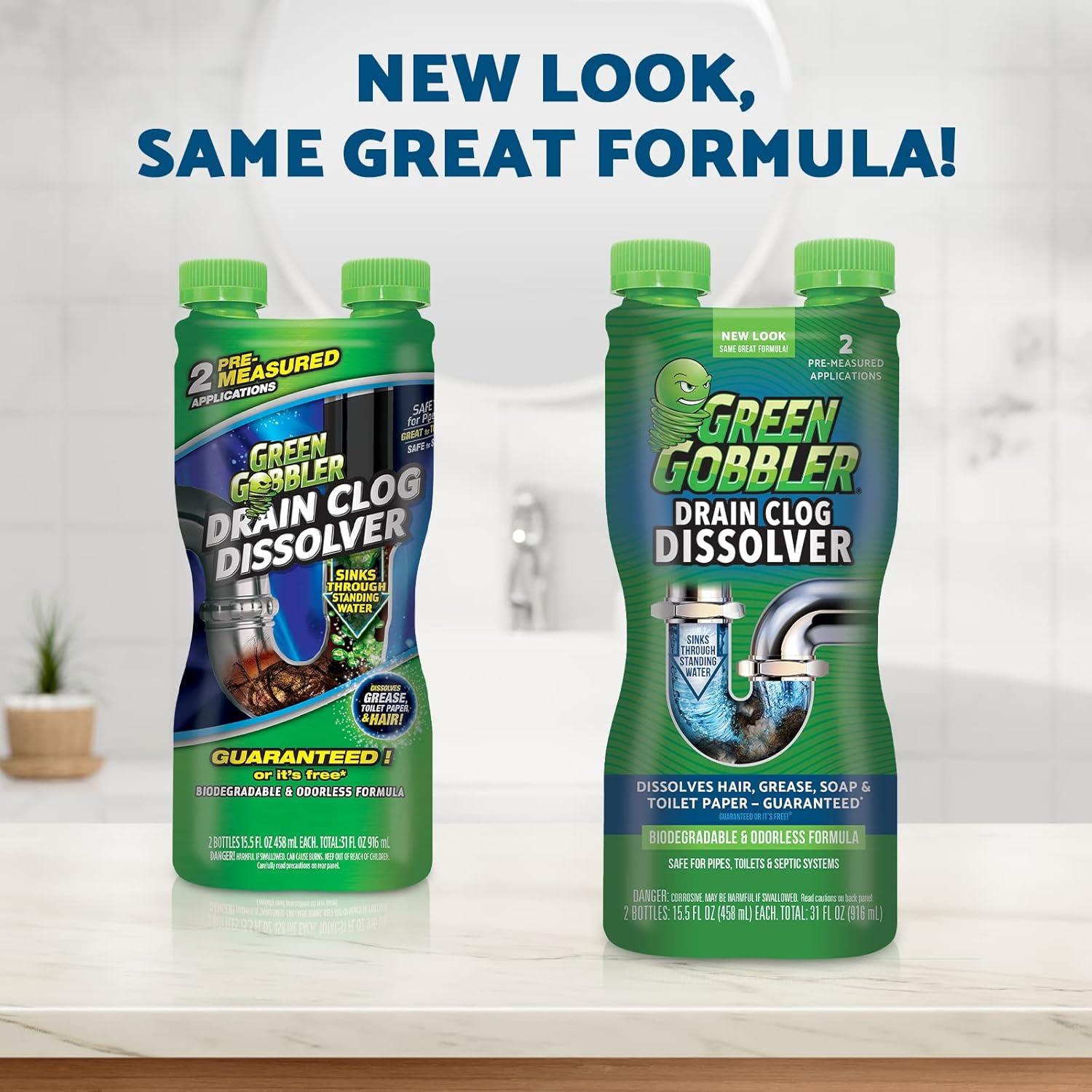 imageGreen Gobbler Ultimate Main Drain Opener  Drain cleaner Hair Clog Remover  Works On Main Lines Sinks Tubs Toilets Showers Kitchen Sinks  64 fl oz7 piece set pack of 1