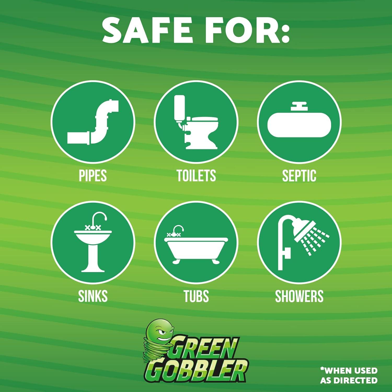 imageGreen Gobbler Ultimate Main Drain Opener  Drain cleaner Hair Clog Remover  Works On Main Lines Sinks Tubs Toilets Showers Kitchen Sinks  64 fl oz7 piece set pack of 1
