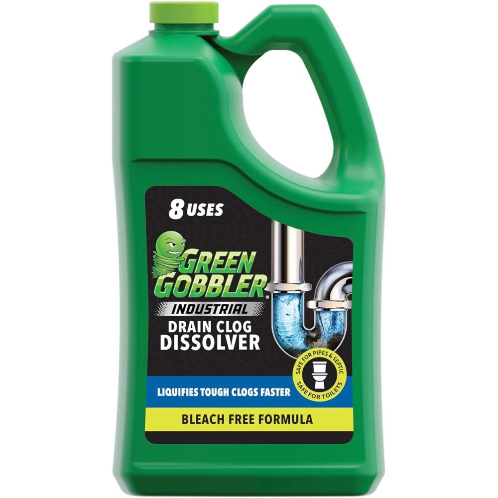 imageGreen Gobbler Industrial Strength Grease and Hair Drain Clog Remover  Drain Cleaner Gel  Safe for Pipes Toilets Sinks Tubs Drains ampamp Septic Systems  1 Gallon