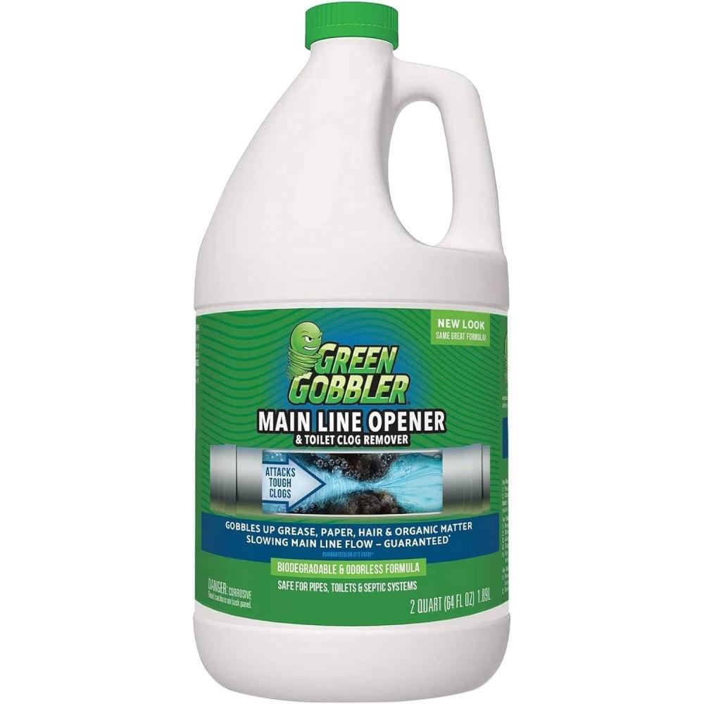 imageGreen Gobbler Ultimate Main Drain Opener  Drain cleaner Hair Clog Remover  Works On Main Lines Sinks Tubs Toilets Showers Kitchen Sinks  64 fl oz64 Fl Oz Pack of 1