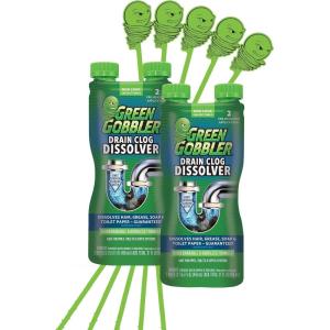 imageGreen Gobbler Ultimate Main Drain Opener  Drain cleaner Hair Clog Remover  Works On Main Lines Sinks Tubs Toilets Showers Kitchen Sinks  64 fl oz7 piece set pack of 1